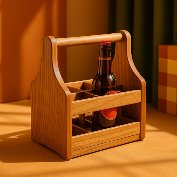 Porta-Cervezas de Madera Natural