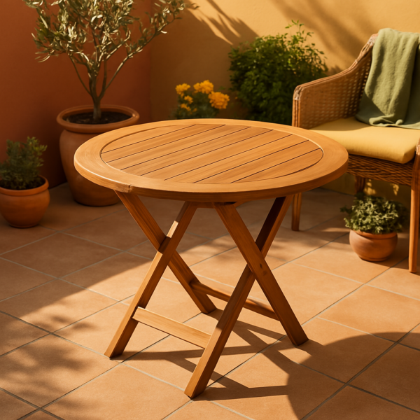 Mesa Plegable Redonda de Madera